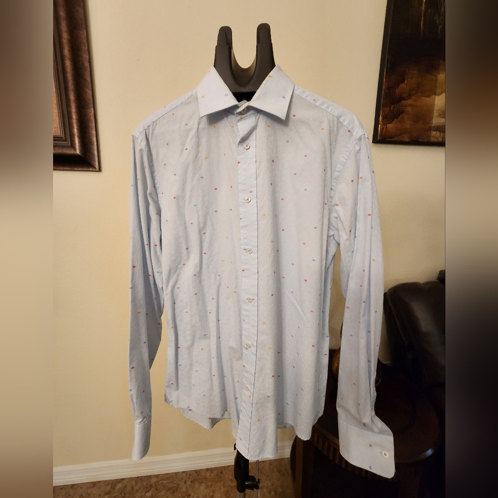 BUGATCHI Men long sleeve button down shirt.